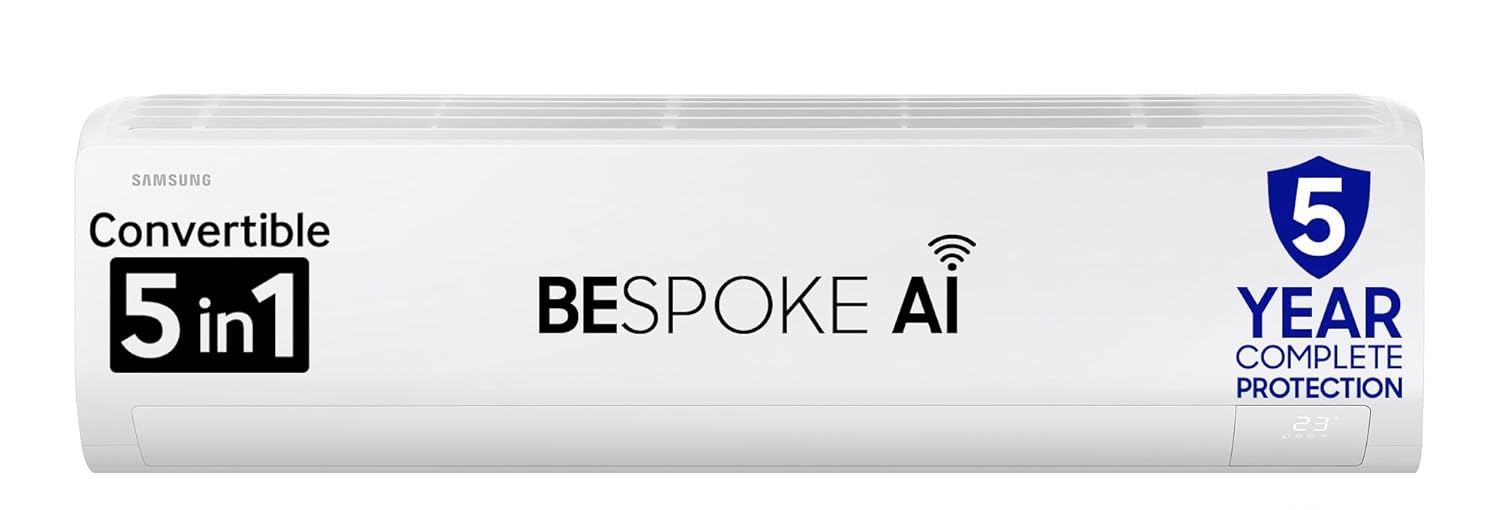 Samsung 1.5 Ton 3 Star AI Inverter Smart Split AC (WiFi, Energy Saving, Voice Control, Powerful Cooling, Copper, Digital Inverter, 4 Way swing, 5 Step Convertible, BESPOKE AI AR50F18D1LHNNA)